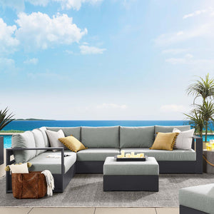 Modway Furniture Tahoe 5-Piece Outdoor Aluminum Sectional Sofa Set - Weather-Resistant, Modular Design for Comfort Gray Gray EEI-6674-GRY-GRY