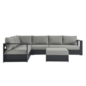Modway Furniture Tahoe 5-Piece Outdoor Aluminum Sectional Sofa Set - Weather-Resistant, Modular Design for Comfort Gray Gray EEI-6674-GRY-GRY