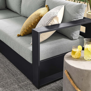 Modway Furniture Tahoe 5-Piece Outdoor Aluminum Sectional Sofa Set - Weather-Resistant, Modular Design for Comfort Gray Gray EEI-6674-GRY-GRY