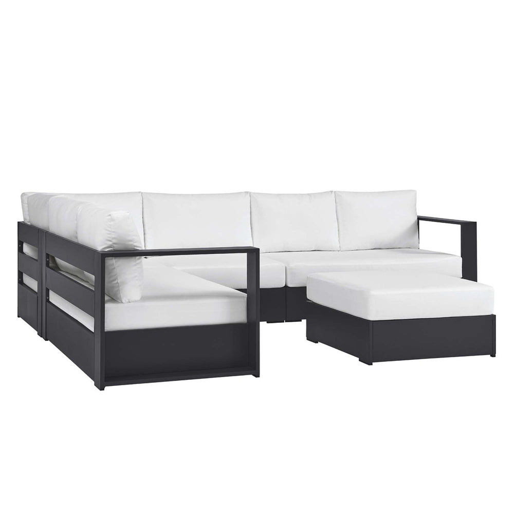 Modway Furniture Tahoe 5-Piece Outdoor Aluminum Sectional Sofa Set - Weather-Resistant, Modular Design for Comfort Gray White EEI-6674-GRY-WHI