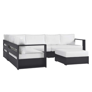Modway Furniture Tahoe 5-Piece Outdoor Aluminum Sectional Sofa Set - Weather-Resistant, Modular Design for Comfort Gray White EEI-6674-GRY-WHI