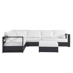 Modway Furniture Tahoe 5-Piece Outdoor Aluminum Sectional Sofa Set - Weather-Resistant, Modular Design for Comfort Gray White EEI-6674-GRY-WHI
