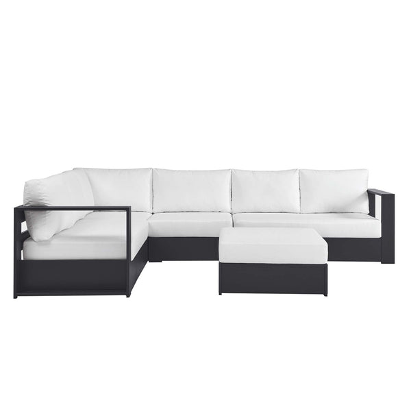 Modway Furniture Tahoe 5-Piece Outdoor Aluminum Sectional Sofa Set - Weather-Resistant, Modular Design for Comfort Gray White EEI-6674-GRY-WHI