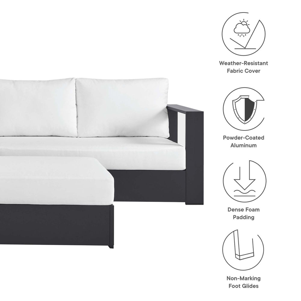 Modway Furniture Tahoe 5-Piece Outdoor Aluminum Sectional Sofa Set - Weather-Resistant, Modular Design for Comfort Gray White EEI-6674-GRY-WHI