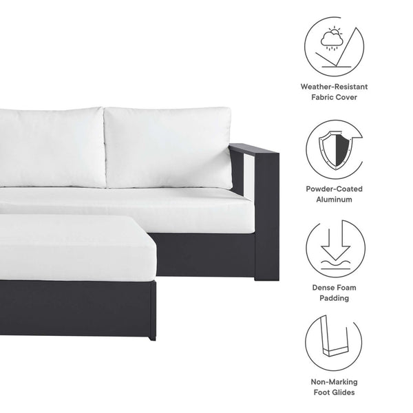 Modway Furniture Tahoe 5-Piece Outdoor Aluminum Sectional Sofa Set - Weather-Resistant, Modular Design for Comfort Gray White EEI-6674-GRY-WHI