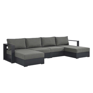 Modway Furniture Tahoe 4-Piece Outdoor Sectional Sofa Set - Durable Aluminum Frame, Comfortable Cushions, Modular Design Gray Charcoal EEI-6676-GRY-CHA