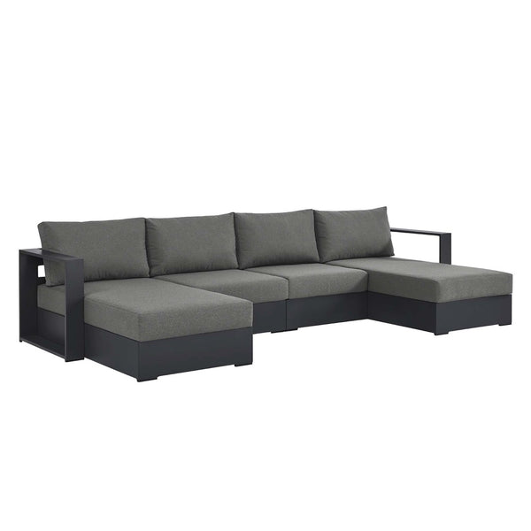 Modway Furniture Tahoe 4-Piece Outdoor Sectional Sofa Set - Durable Aluminum Frame, Comfortable Cushions, Modular Design Gray Charcoal EEI-6676-GRY-CHA