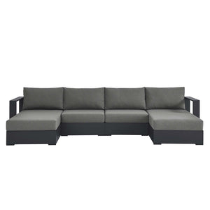 Modway Furniture Tahoe 4-Piece Outdoor Sectional Sofa Set - Durable Aluminum Frame, Comfortable Cushions, Modular Design Gray Charcoal EEI-6676-GRY-CHA