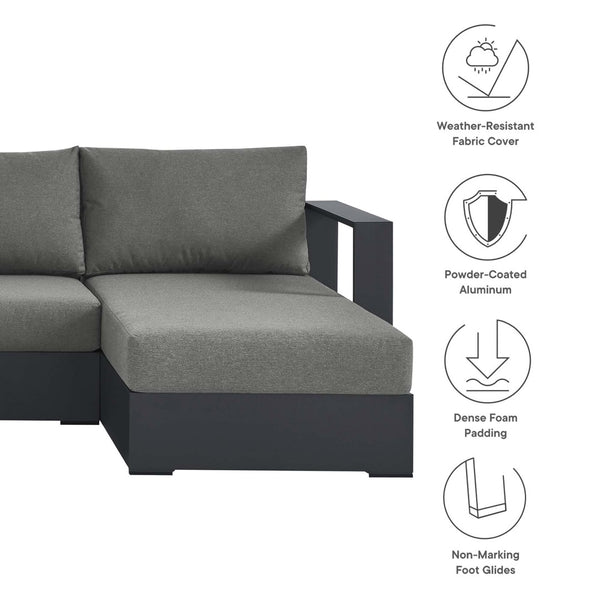 Modway Furniture Tahoe 4-Piece Outdoor Sectional Sofa Set - Durable Aluminum Frame, Comfortable Cushions, Modular Design Gray Charcoal EEI-6676-GRY-CHA