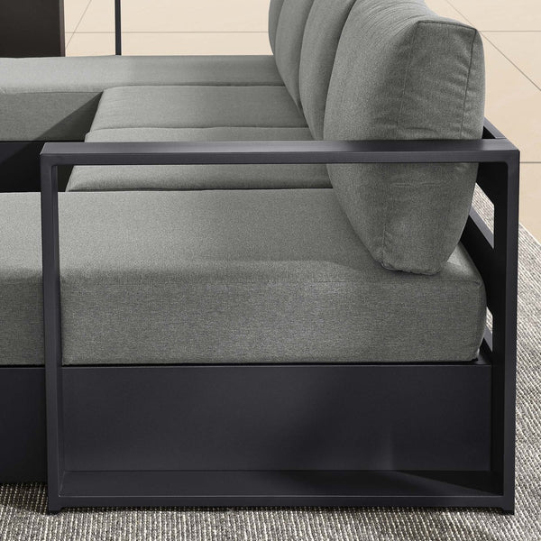 Modway Furniture Tahoe 4-Piece Outdoor Sectional Sofa Set - Durable Aluminum Frame, Comfortable Cushions, Modular Design Gray Charcoal EEI-6676-GRY-CHA