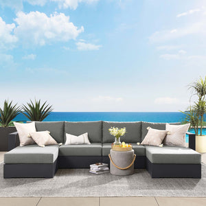 Modway Furniture Tahoe 4-Piece Outdoor Sectional Sofa Set - Durable Aluminum Frame, Comfortable Cushions, Modular Design Gray Charcoal EEI-6676-GRY-CHA