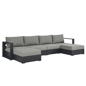 Modway Furniture Tahoe 4-Piece Outdoor Sectional Sofa Set - Durable Aluminum Frame, Comfortable Cushions, Modular Design Gray Gray EEI-6676-GRY-GRY