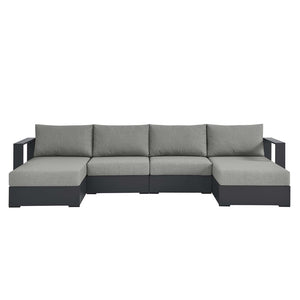 Modway Furniture Tahoe 4-Piece Outdoor Sectional Sofa Set - Durable Aluminum Frame, Comfortable Cushions, Modular Design Gray Gray EEI-6676-GRY-GRY