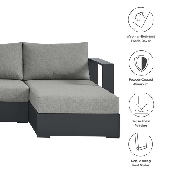 Modway Furniture Tahoe 4-Piece Outdoor Sectional Sofa Set - Durable Aluminum Frame, Comfortable Cushions, Modular Design Gray Gray EEI-6676-GRY-GRY