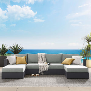 Modway Furniture Tahoe 4-Piece Outdoor Sectional Sofa Set - Durable Aluminum Frame, Comfortable Cushions, Modular Design Gray Gray EEI-6676-GRY-GRY