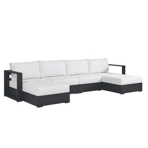 Modway Furniture Tahoe 4-Piece Outdoor Sectional Sofa Set - Durable Aluminum Frame, Comfortable Cushions, Modular Design Gray White EEI-6676-GRY-WHI
