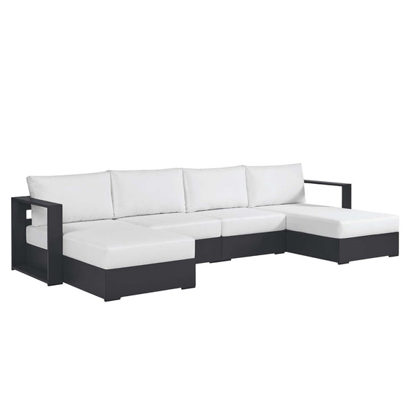 Modway Furniture Tahoe 4-Piece Outdoor Sectional Sofa Set - Durable Aluminum Frame, Comfortable Cushions, Modular Design Gray White EEI-6676-GRY-WHI