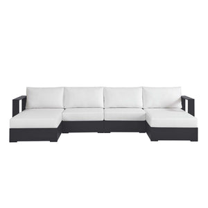Modway Furniture Tahoe 4-Piece Outdoor Sectional Sofa Set - Durable Aluminum Frame, Comfortable Cushions, Modular Design Gray White EEI-6676-GRY-WHI