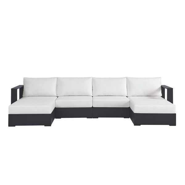 Modway Furniture Tahoe 4-Piece Outdoor Sectional Sofa Set - Durable Aluminum Frame, Comfortable Cushions, Modular Design Gray White EEI-6676-GRY-WHI