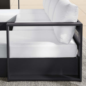 Modway Furniture Tahoe 4-Piece Outdoor Sectional Sofa Set - Durable Aluminum Frame, Comfortable Cushions, Modular Design Gray White EEI-6676-GRY-WHI