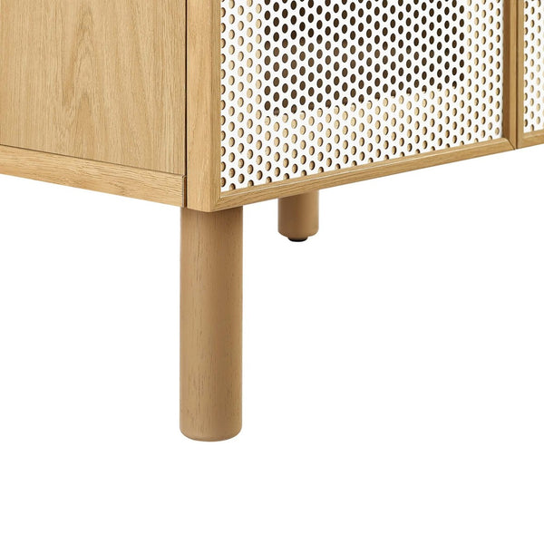 Modway Furniture Calla 24" Perforated Metal Bathroom Vanity - Modern Design with Adjustable Storage & Ceramic Sink White Oak EEI-6677-WHI-OAK