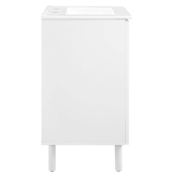 Modway Furniture Calla 24" Perforated Metal Bathroom Vanity - Modern Design with Adjustable Storage & Ceramic Sink White White EEI-6677-WHI-WHI