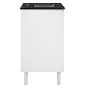 Modway Furniture Calla 24" Modern Perforated Metal Bathroom Vanity with Ceramic Sink & Adjustable Storage Solutions EEI-6679-BLK-WHI