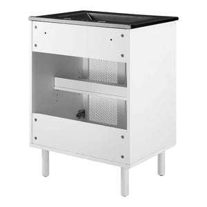 Modway Furniture Calla 24" Modern Perforated Metal Bathroom Vanity with Ceramic Sink & Adjustable Storage Solutions EEI-6679-BLK-WHI