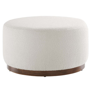 Modway Furniture Tilden Large 29" Round Boucle Upholstered Ottoman – Chic Comfort, Soft Fabric, Fully Assembled Style EEI-6681-CLO-WAL