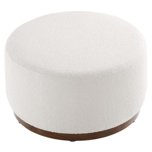 Modway Furniture Tilden Large 29" Round Boucle Upholstered Ottoman – Chic Comfort, Soft Fabric, Fully Assembled Style EEI-6681-CLO-WAL