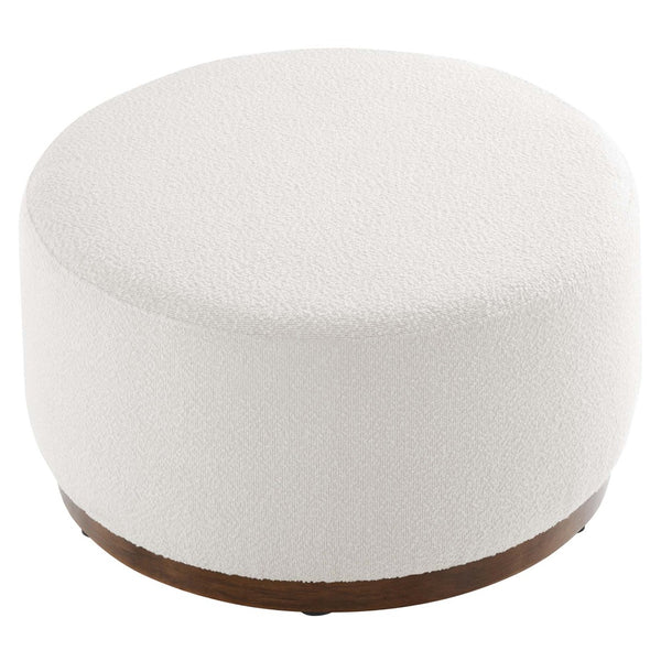 Modway Furniture Tilden Large 29" Round Boucle Upholstered Ottoman – Chic Comfort, Soft Fabric, Fully Assembled Style EEI-6681-CLO-WAL