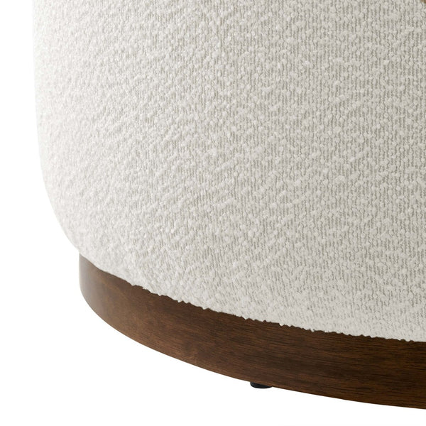 Modway Furniture Tilden Large 29" Round Boucle Upholstered Ottoman – Chic Comfort, Soft Fabric, Fully Assembled Style EEI-6681-CLO-WAL
