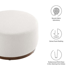 Modway Furniture Tilden Large 29" Round Boucle Upholstered Ottoman – Chic Comfort, Soft Fabric, Fully Assembled Style EEI-6681-CLO-WAL