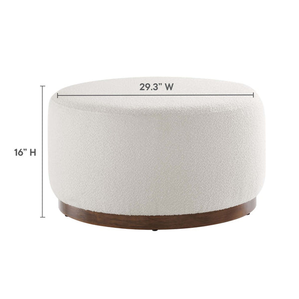 Modway Furniture Tilden Large 29" Round Boucle Upholstered Ottoman – Chic Comfort, Soft Fabric, Fully Assembled Style EEI-6681-CLO-WAL