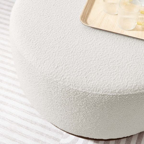 Modway Furniture Tilden Large 29" Round Boucle Upholstered Ottoman – Chic Comfort, Soft Fabric, Fully Assembled Style EEI-6681-CLO-WAL
