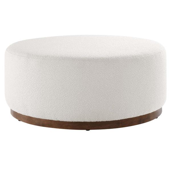 Modway Furniture Tilden Large 38" Round Boucle Ottoman - Chic Upholstered Centerpiece for Modern Living Spaces EEI-6682-CLO-WAL