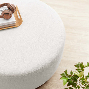 Modway Furniture Tilden Large 38" Round Boucle Ottoman - Chic Upholstered Centerpiece for Modern Living Spaces EEI-6682-CLO-WAL