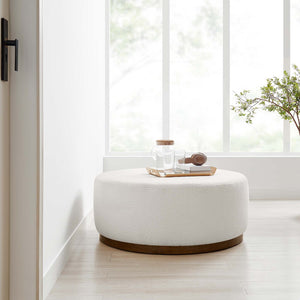 Modway Furniture Tilden Large 38" Round Boucle Ottoman - Chic Upholstered Centerpiece for Modern Living Spaces EEI-6682-CLO-WAL