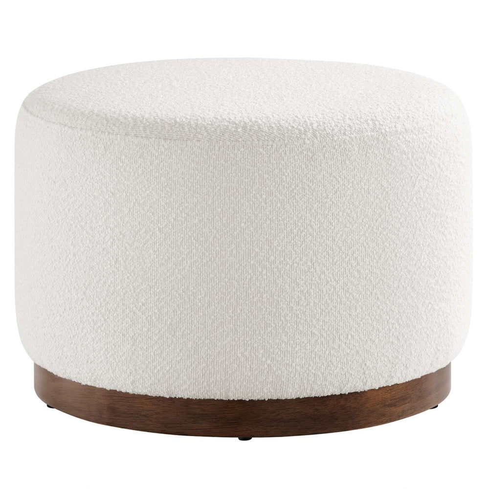 Modway Furniture Tilden 23" Round Boucle Ottoman - Multifunctional Accent Seat, Footrest & Coffee Table - Cloud Walnut EEI-6683-CLO-WAL