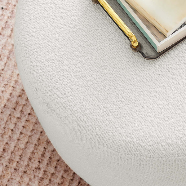 Modway Furniture Tilden 23" Round Boucle Ottoman - Multifunctional Accent Seat, Footrest & Coffee Table - Cloud Walnut EEI-6683-CLO-WAL