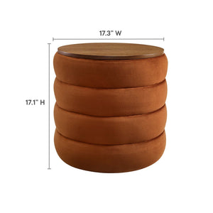 Modway Furniture Mezzo Round Performance Velvet Storage Ottoman - Chic, Functional Accent with Hidden Storage Compartment Rust EEI-6684-RUS