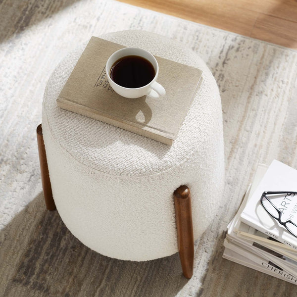 Modway Furniture Riven Upholstered Boucle Ottoman - Chic Multi-Functional Accent Seat for Modern Spaces & Comfort EEI-6686-CLO