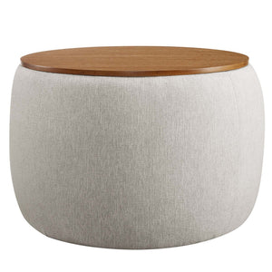 Modway Furniture Perla Woven Fabric Storage Ottoman - Multifunctional Upholstered Design with Discreet Storage Space Heathered Weave Ivory EEI-6688-HEI