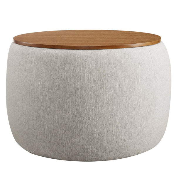 Modway Furniture Perla Woven Fabric Storage Ottoman - Multifunctional Upholstered Design with Discreet Storage Space Heathered Weave Ivory EEI-6688-HEI