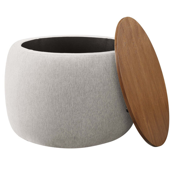 Modway Furniture Perla Woven Fabric Storage Ottoman - Multifunctional Upholstered Design with Discreet Storage Space Heathered Weave Ivory EEI-6688-HEI