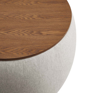 Modway Furniture Perla Woven Fabric Storage Ottoman - Multifunctional Upholstered Design with Discreet Storage Space Heathered Weave Ivory EEI-6688-HEI