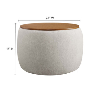 Modway Furniture Perla Woven Fabric Storage Ottoman - Multifunctional Upholstered Design with Discreet Storage Space Heathered Weave Ivory EEI-6688-HEI