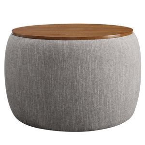 Modway Furniture Perla Woven Fabric Storage Ottoman - Multifunctional Upholstered Design with Discreet Storage Space Heathered Weave Wheat EEI-6688-HEW
