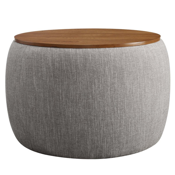 Modway Furniture Perla Woven Fabric Storage Ottoman - Multifunctional Upholstered Design with Discreet Storage Space Heathered Weave Wheat EEI-6688-HEW