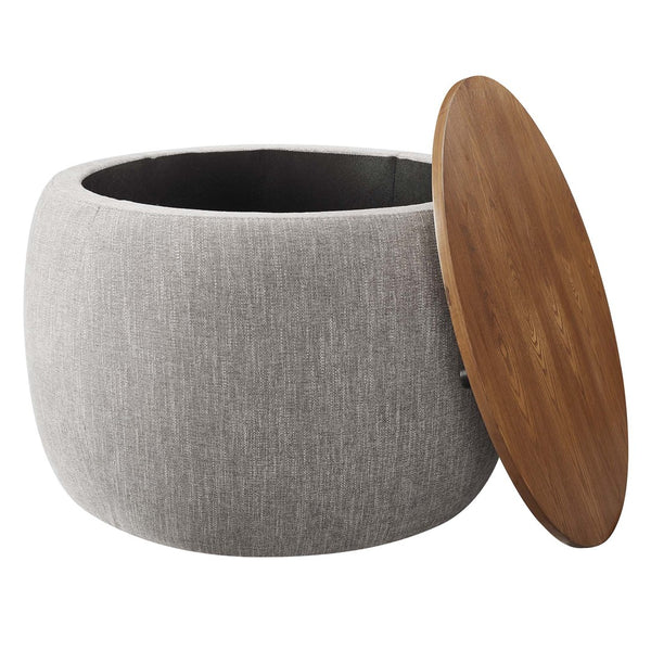 Modway Furniture Perla Woven Fabric Storage Ottoman - Multifunctional Upholstered Design with Discreet Storage Space Heathered Weave Wheat EEI-6688-HEW